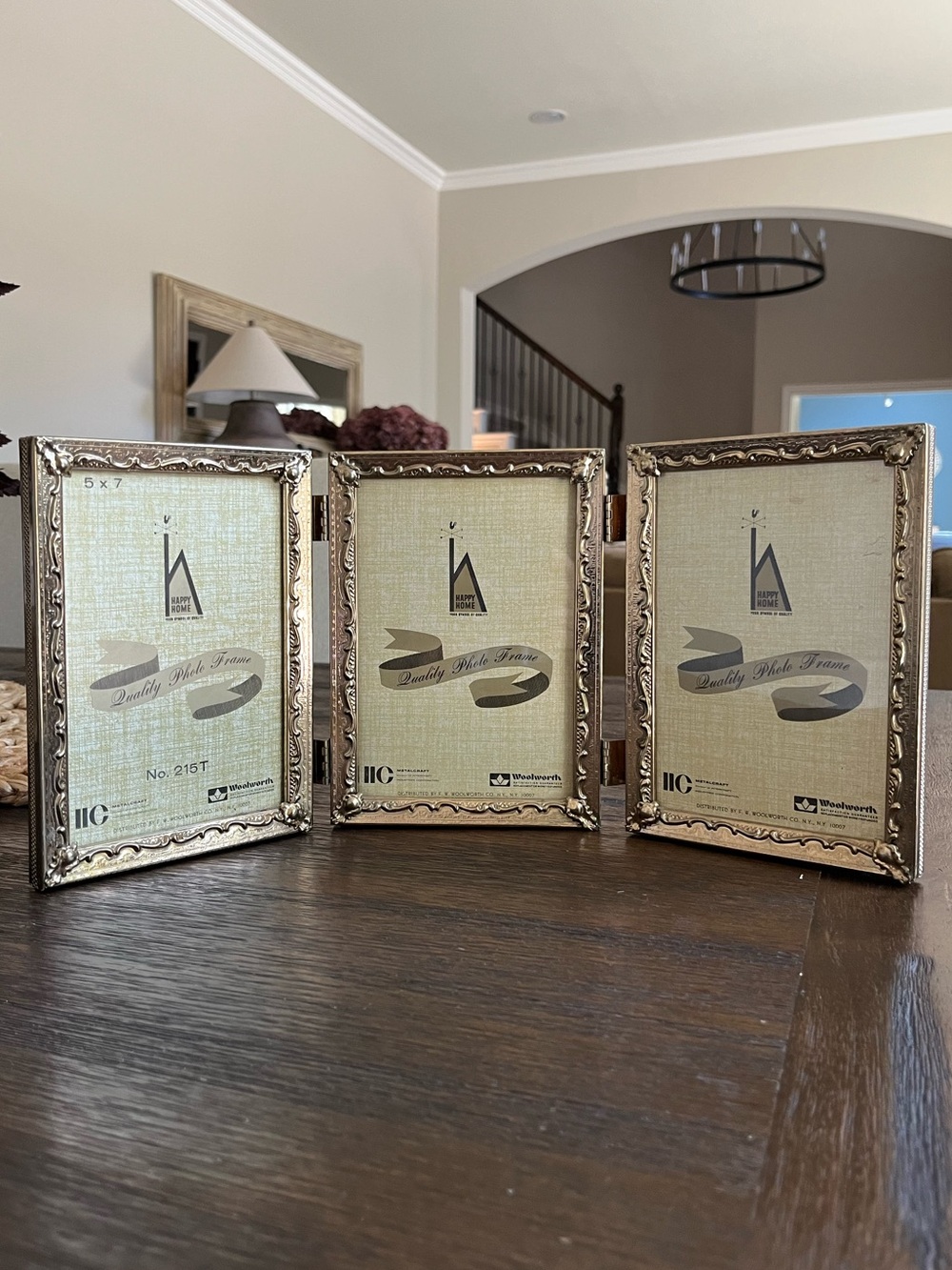Vintage | Brass Gold Frame | Tri-Fold Hinged Picture Frame